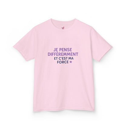T-Shirt Enfant - "Je pense différemment et c'est ma force"